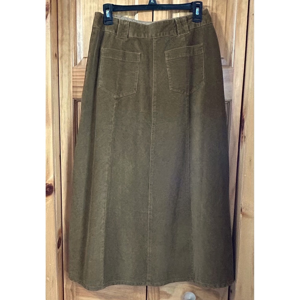 J. Jill Brown Corduroy Midi Skirt Sz 4P Dark Academia Cottagecore Boho Soft - Picture 2 of 5